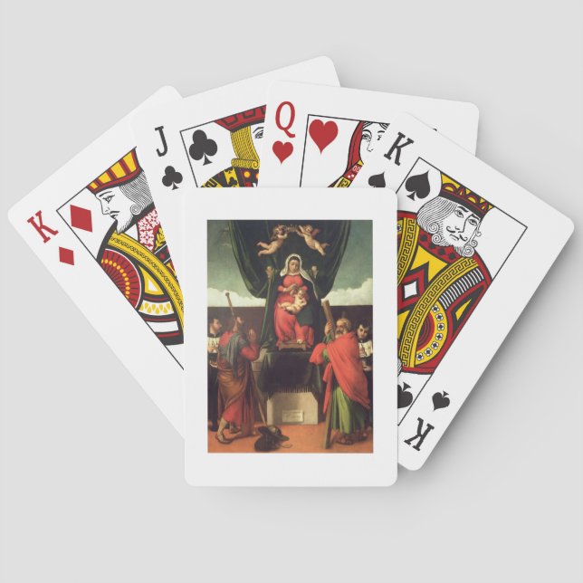 Madonna och barnet installerar med fyra Saints, Spelkort (Baksidan)
