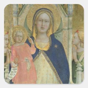 Madonna och barnet installerar med Saints, Fyrkantigt Klistermärke