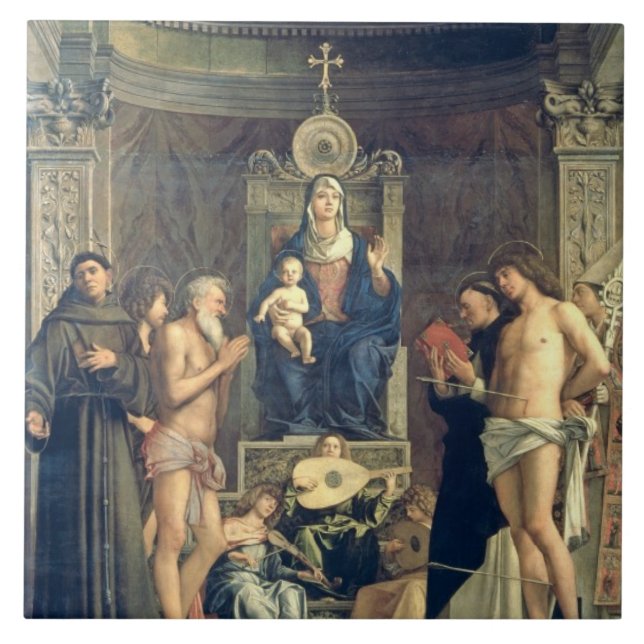 Madonna och barnet installerar mellan SS. Francis Kakelplatta (Framsidan)