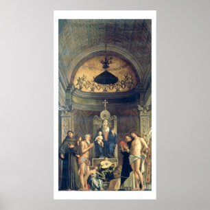 Madonna och barnet installerar mellan SS. Francis Poster