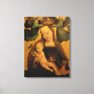 Madonna och barnet krönade vid två änglar, c.15 canvastryck