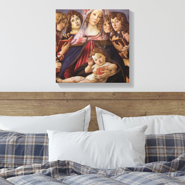 Madonna och Barnet med Änglar av Sandro Botticelli Canvastryck (Insitu (sovrum))