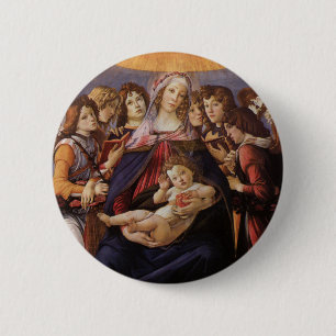 Madonna och Barnet med Änglar av Sandro Botticelli Knapp