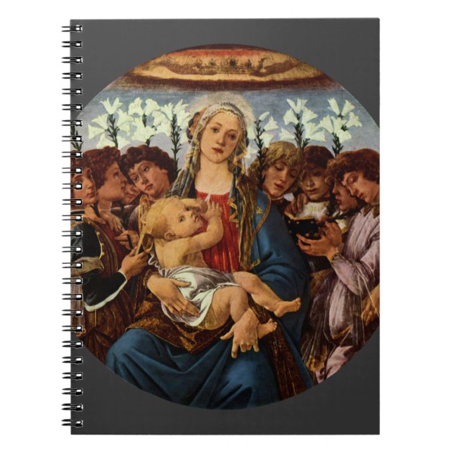 Madonna och Barnet med åtta Änglar av Botticelli Anteckningsbok (Framsidan)