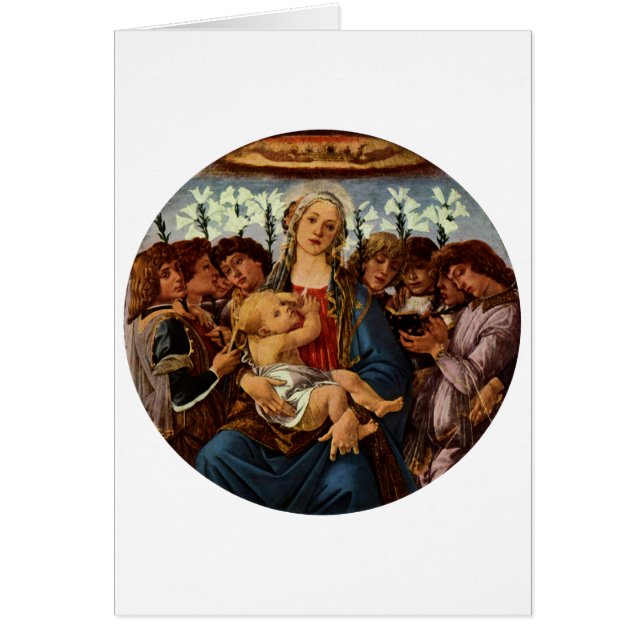 Madonna och Barnet med åtta Änglar av Botticelli Hälsningskort (Framsidan)