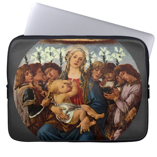 Madonna och Barnet med åtta Änglar av Botticelli Laptop Sleeve (Framsidan)