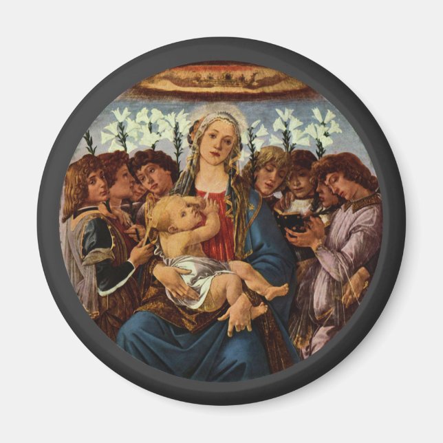 Madonna och Barnet med åtta Änglar av Botticelli Magnet (Framsidan)