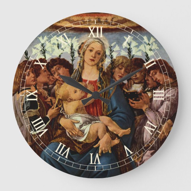 Madonna och Barnet med åtta Änglar av Botticelli Stor Klocka (Framsida)
