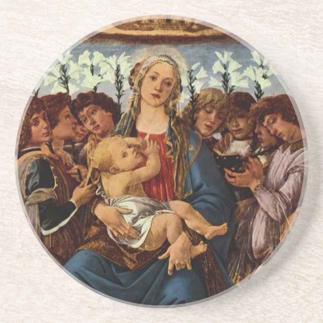 Madonna och Barnet med åtta Änglar av Botticelli Underlägg Sandsten (Framsidan)