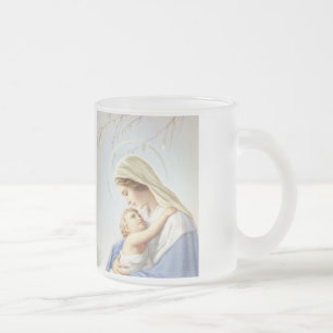 Madonna och barnmuggkopp frostad glasmugg