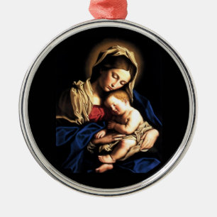 Madonna och barnrundaprydnad julgransprydnad metall