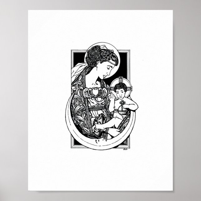 Madonna och Child 8 tum x 10 tum Print Poster (Framsidan)