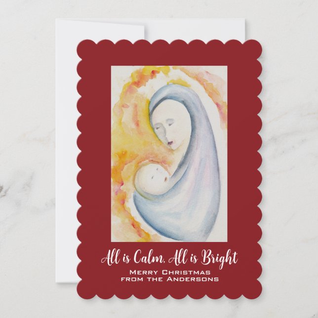 Madonna och Child Abstrakt Watercolor (Framsida)