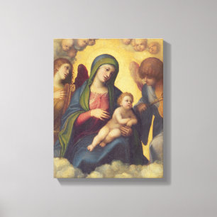 Madonna och Child and child in Glory, c.1520 (oil) Canvastryck