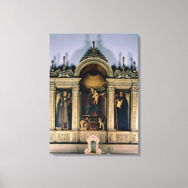 Madonna och Child and Saints (triptych altarpart) Canvastryck (Framsida)