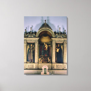 Madonna och Child and Saints (triptych altarpart) Canvastryck