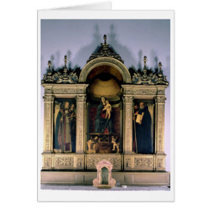 Madonna och Child and Saints (triptych altarpart) Hälsningskort
