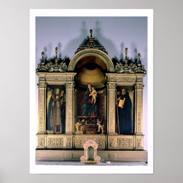 Madonna och Child and Saints (triptych altarpart) Poster (Framsidan)