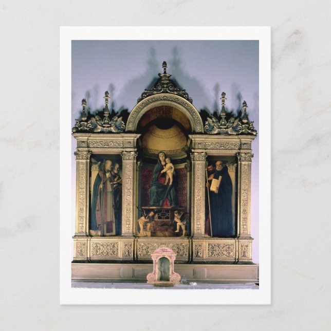 Madonna och Child and Saints (triptych altarpart) Vykort (Framsida)