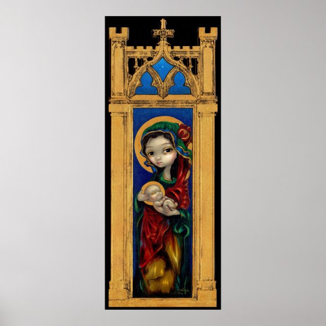 Madonna och Child at Night gothic Art Print Poster (Framsidan)