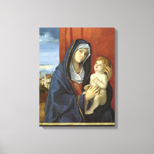 Madonna och Child av Giovanni Bellini Canvastryck (Framsida)