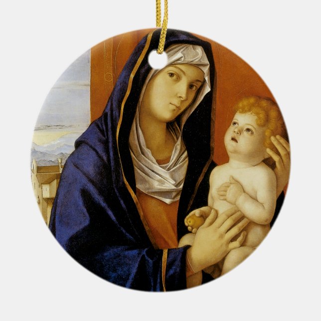 Madonna och Child av Giovanni Bellini Julgransprydnad Keramik (Framsidan)