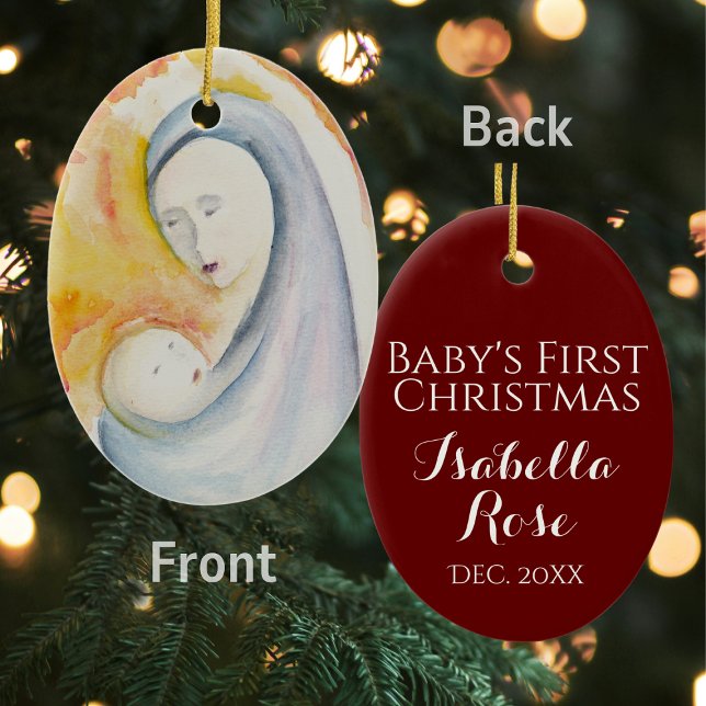 Madonna och Child Baby Första julprydnaden Julgransprydnad Keramik (Skapare uppladdad)