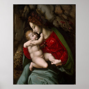 Madonna och Child - Bachiacca, d'Ubertino Verdi Poster