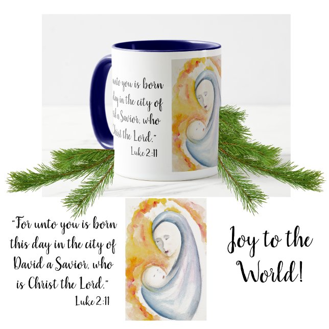 Madonna och Child Bible Verse jul Mugg (Skapare uppladdad)