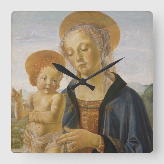 Madonna och Child, Circa 1470 Fyrkantig Klocka (Framsida)