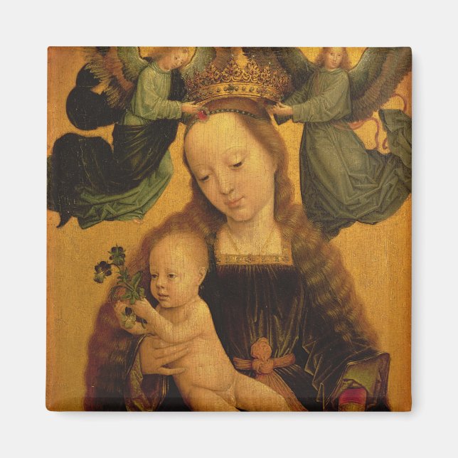 Madonna och Child Crowned by Two Änglar, 1520 Magnet (Framsidan)