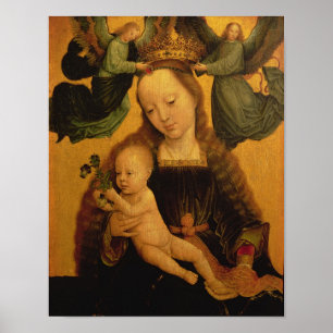 Madonna och Child Crowned by Two Änglar, 1520 Poster