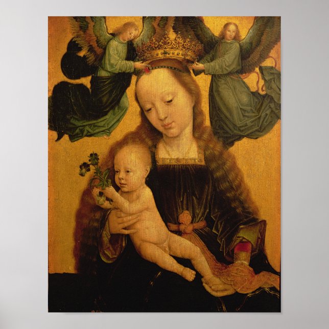 Madonna och Child Crowned by Two Änglar, 1520 Poster (Framsidan)