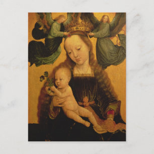 Madonna och Child Crowned by Two Änglar, 1520 Vykort