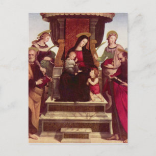 Madonna och Child Enthrated with Saints av Raphael Vykort