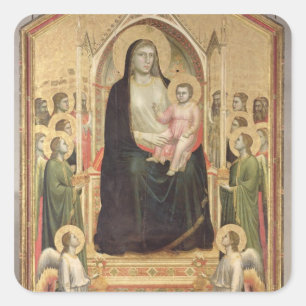 Madonna och Child Enthroned, c.1300-03 (PRE-restor Fyrkantigt Klistermärke