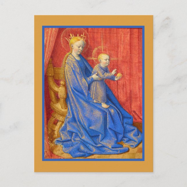 Madonna och Child Enthroned Jean Fouquet Helg Vykort (Framsida)