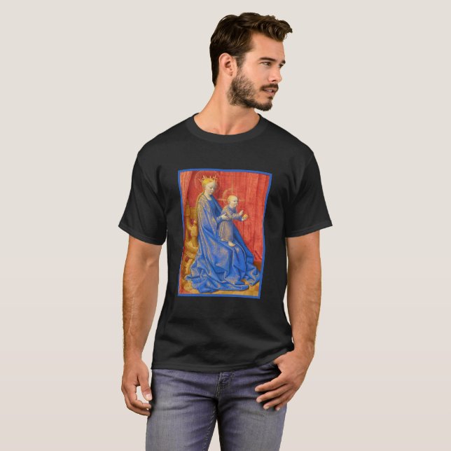 Madonna och Child Enthroned Jean Fouquet T-Shirt (Hel framsida)