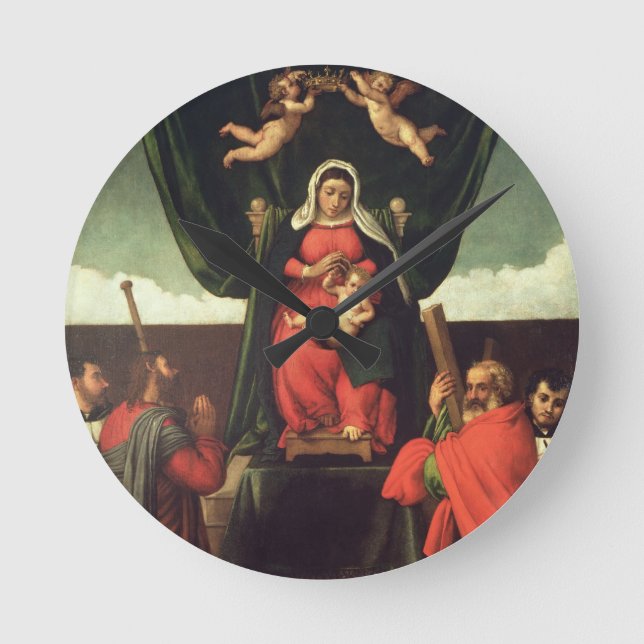 Madonna och Child Enthroned with Four Saints, 1546 Rund Klocka (Framsida)