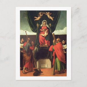 Madonna och Child Enthroned with Four Saints, 1546 Vykort