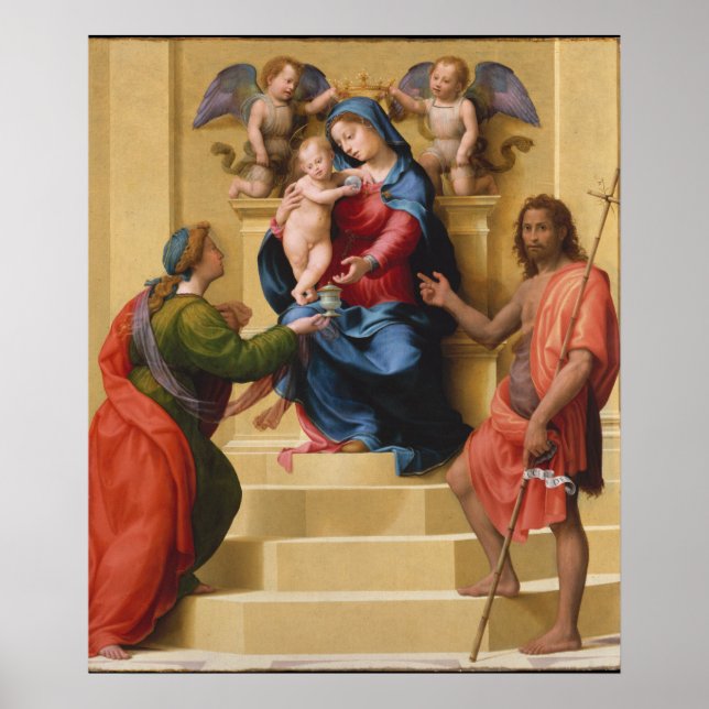 Madonna och Child Entronated med Saints Mary Poster (Framsidan)