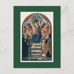 Madonna och Child Entronated med Saints och Änglar Helg Vykort