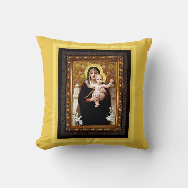 Madonna och Child Fine Art Pillow Skriv ut Kudde (Framsida)