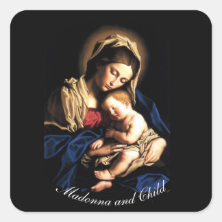 Madonna och Child Fyrkantigt Klistermärke