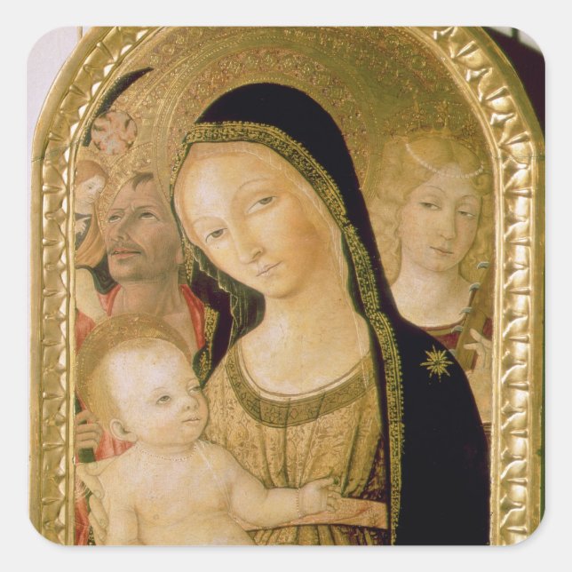 Madonna och Child Fyrkantigt Klistermärke (Framsida)
