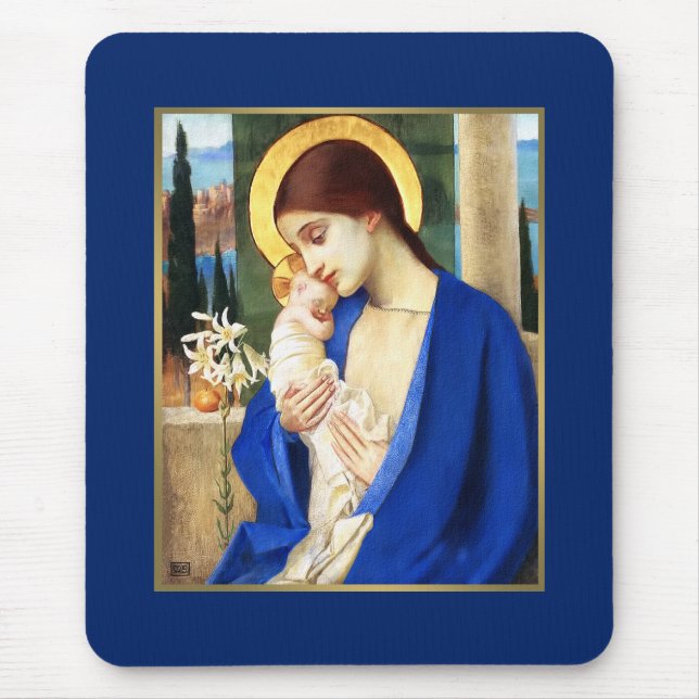 Madonna och Child. God konst julklapp Musmatta (Framsidan)
