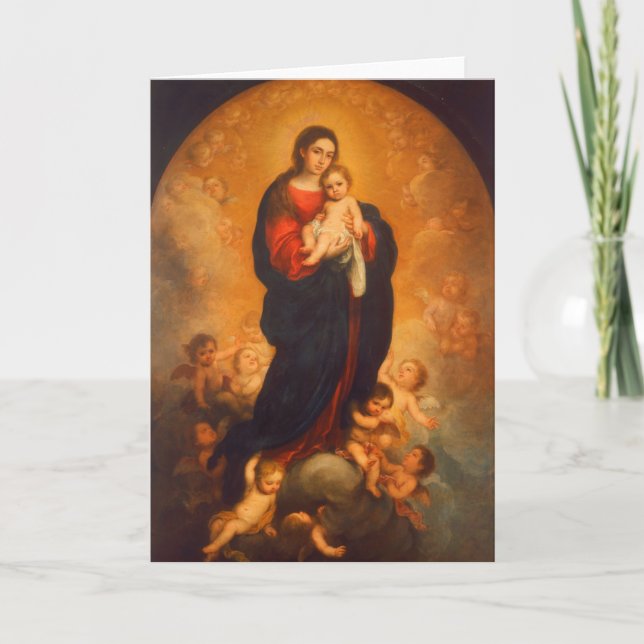 Madonna och Child in Glory ... Julkort Tack Kort (Framsida)
