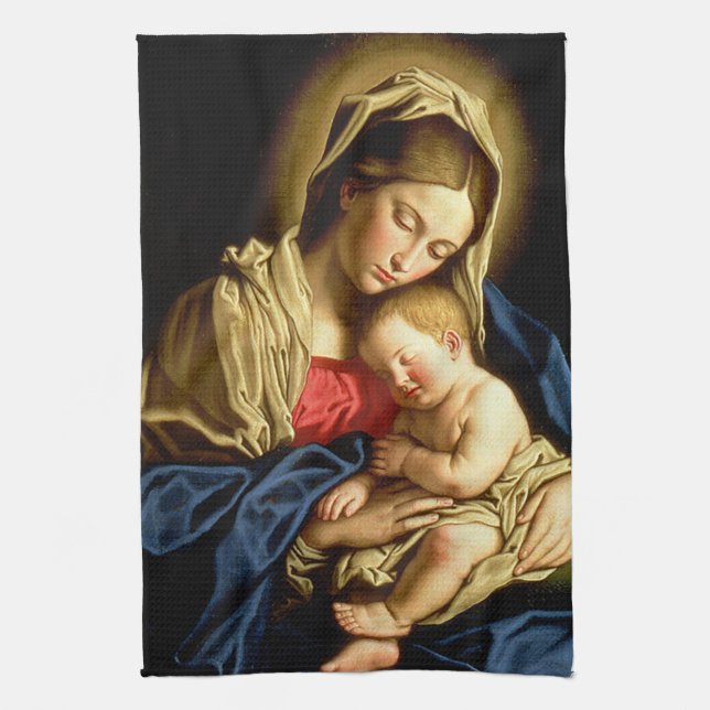 Madonna och Child Jesus - Sassoferrato Kökshandduk (Vertikal)