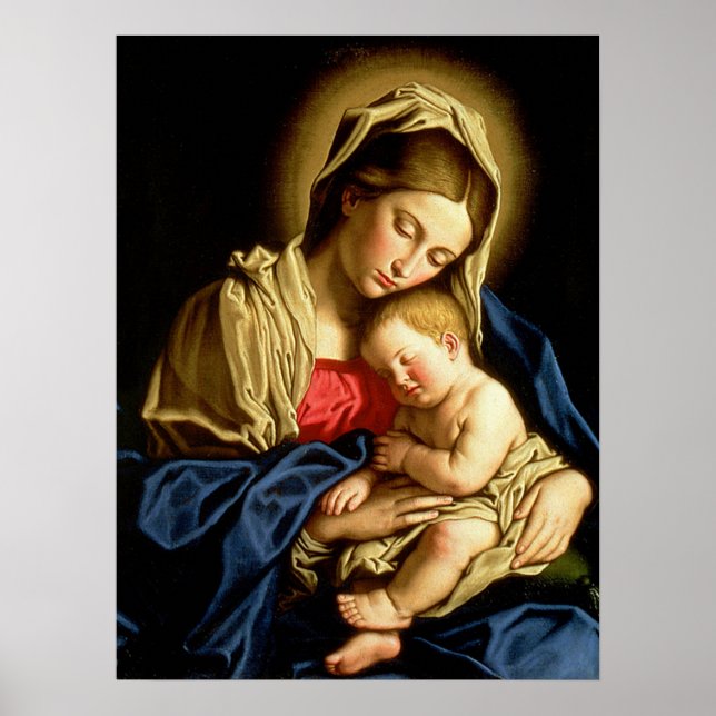 Madonna och Child Jesus - Sassoferrato Poster (Framsidan)