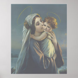 Madonna och Child Jesus Vintage affisch Skriv ut A